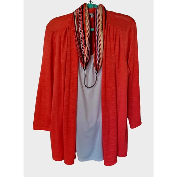 Notations Woman’s Salmon/ White 3/4 Sleeve 1piece Top Size 2X - Picture 1 of 3